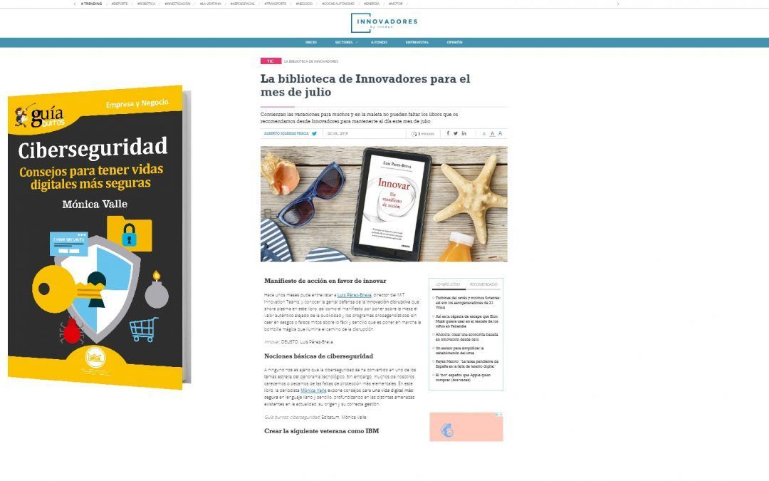 El GuíaBurros: Ciberseguridad, libro recomendado por el medio Innovadores