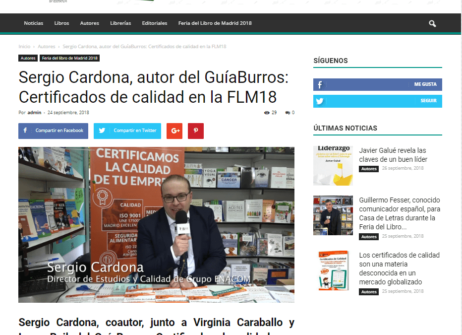 Sergio Cardona, uno de los autores del GuíaBurros: Certificados de Calidad entrevistado por Casa de Letras