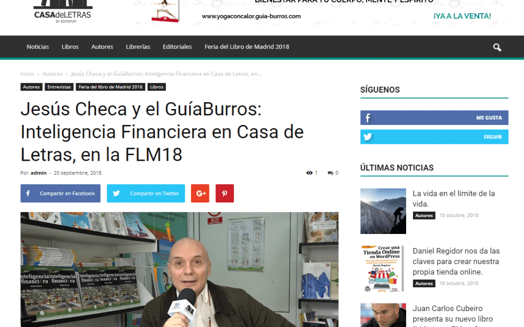 Jesús Checa, autor del GuíaBurros: Inteligencia financiera, para Casa de Letras