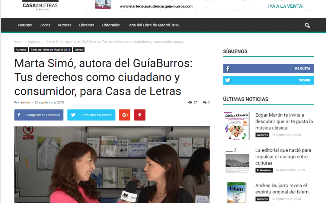 La autora del GuíaBurros: Tus derechos como ciudadano y consumidor, Marta Simó, en Casa de Letras